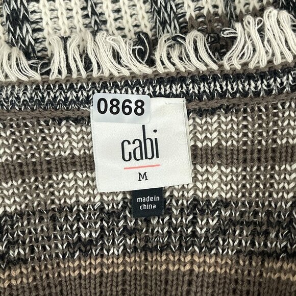 Cabi Plaid Fringe Open Classic Cardigan Sweater #4097 Brown Gray Womens M - Picture 5 of 12